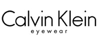 The image features a logo of the brand  Calvin Klein  with a stylized text design, accompanied by an eye-wear advertisement.