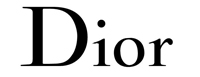 The image features the logo of the luxury fashion house Dior, which is a stylized letter  D  in white against a dark background.