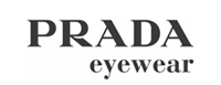 The image features a logo for the brand 'Prada' with the word 'EYEWEAR' below it, indicating that the brand offers eyewear products.