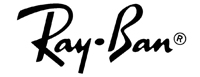 The image shows a logo with the text 'RAY BAN' in stylized font, set against a grey background.